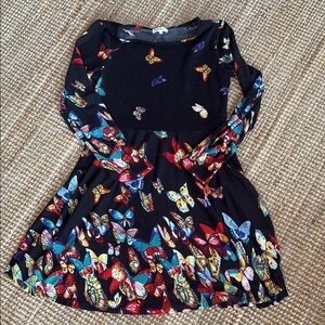 Butterfly Print Long Sleeve Dress